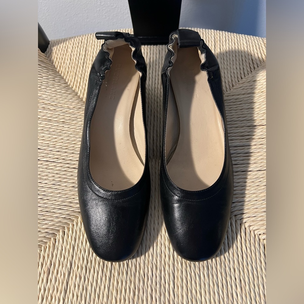 Black Leather Women's Shoes by EverLane. Back is elastic - see photo. Size 6 1/2